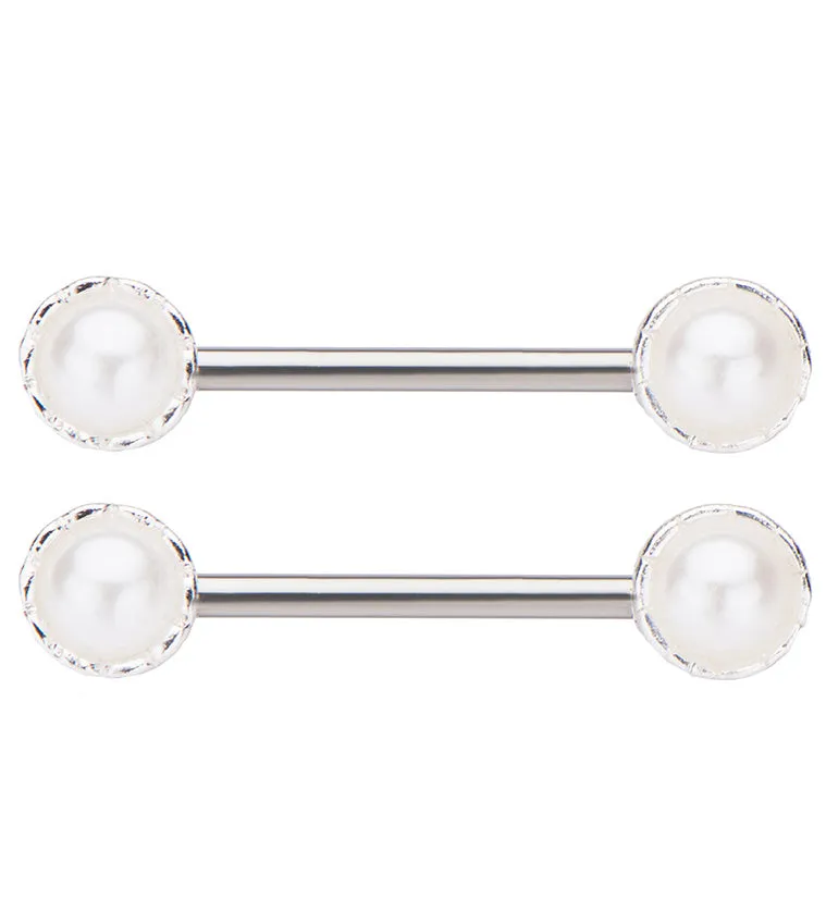 14G Double Pearl Nipple Barbell