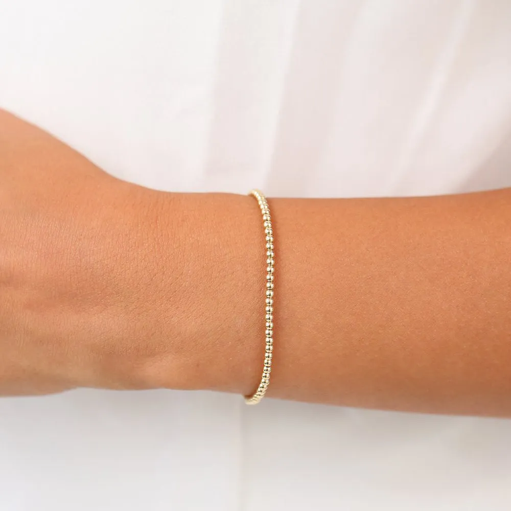 14k 2.5MM Beaded Bracelet