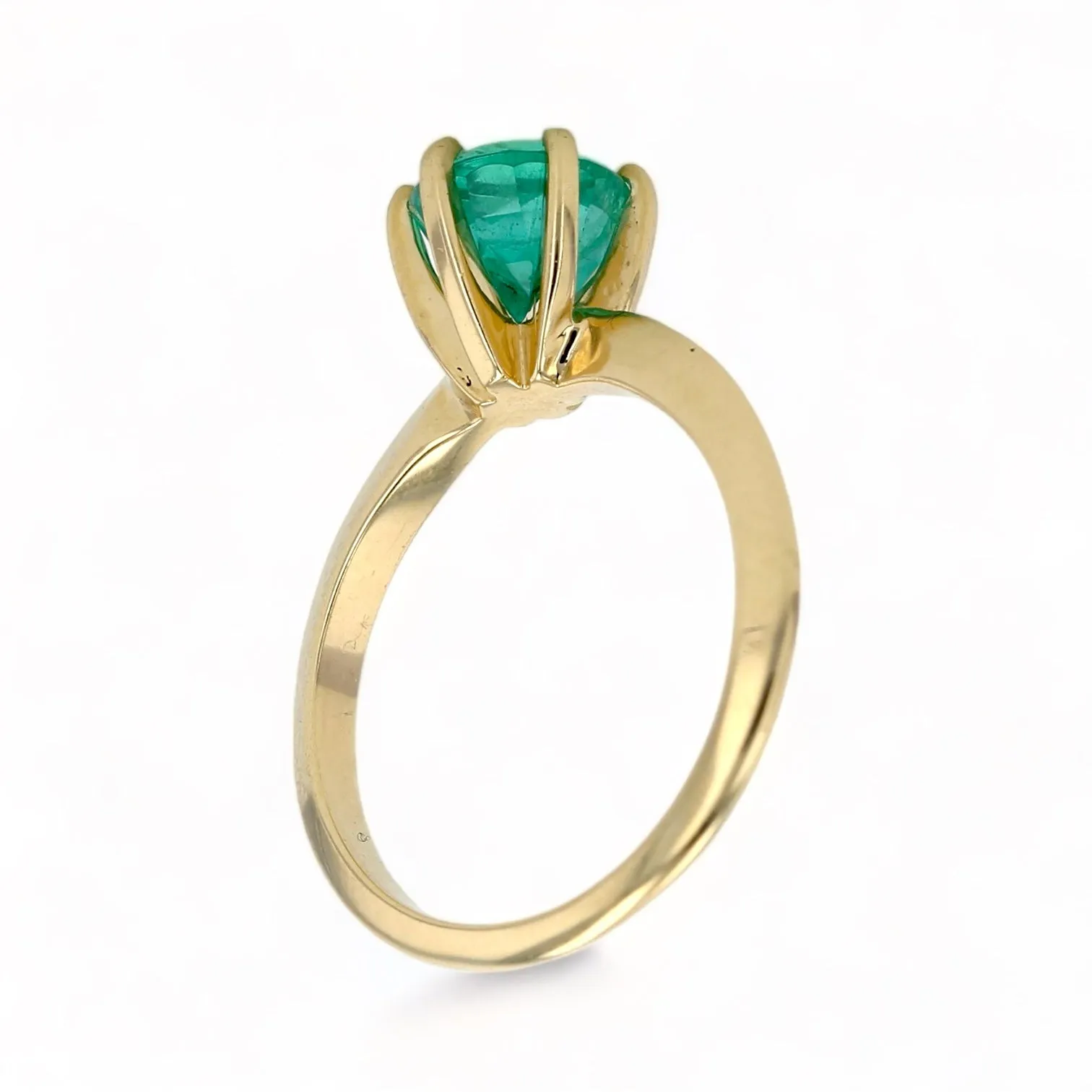 14K Yellow gold emerald 6 prong 2CT emerald solitary weeding rind-5679