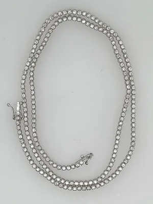 14KT WHITE GOLD CLASSIC TENNIS NECKLACES 2.15CTS, 4 PRONG, 210ST, 17"