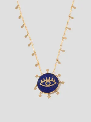 18K Gold with Lapis Lazuli And Gold Drops Necklace