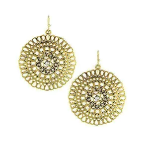 1928 Jewelry Gold-Tone Crystal Large Round Filigree Earrings