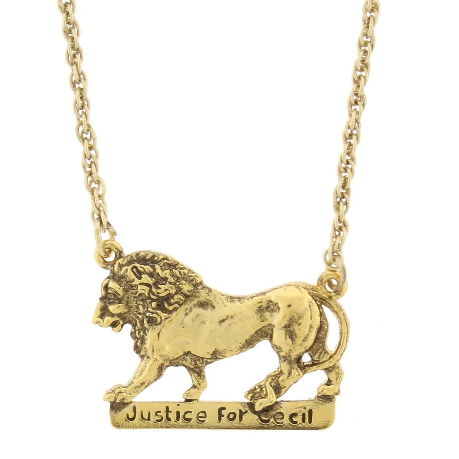 1928 Jewelry Justice For Cecil The Lion Pendant Necklace 16"   3" Extender