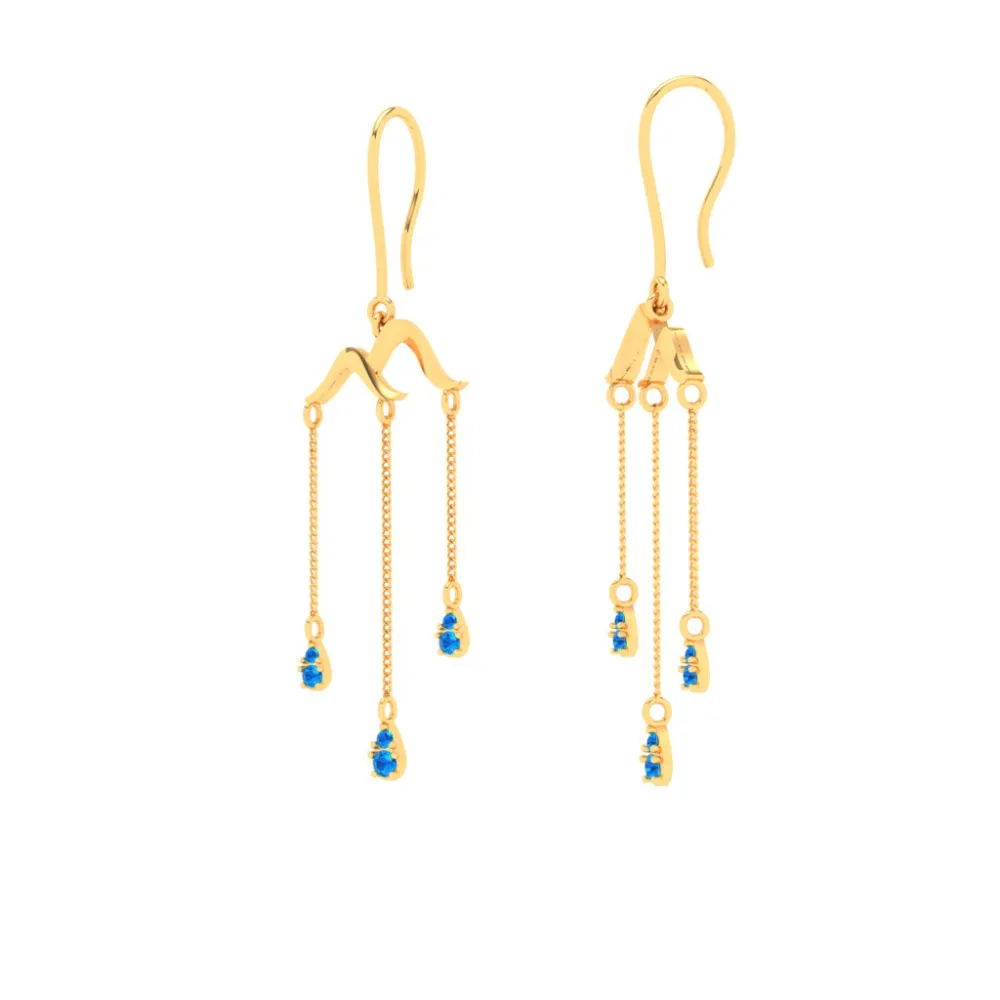 22k Unique Drop Earrings With Blue Stone From Goldlites Collection