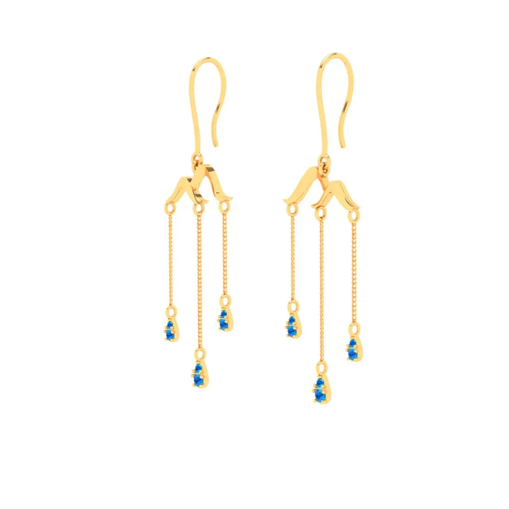 22k Unique Drop Earrings With Blue Stone From Goldlites Collection