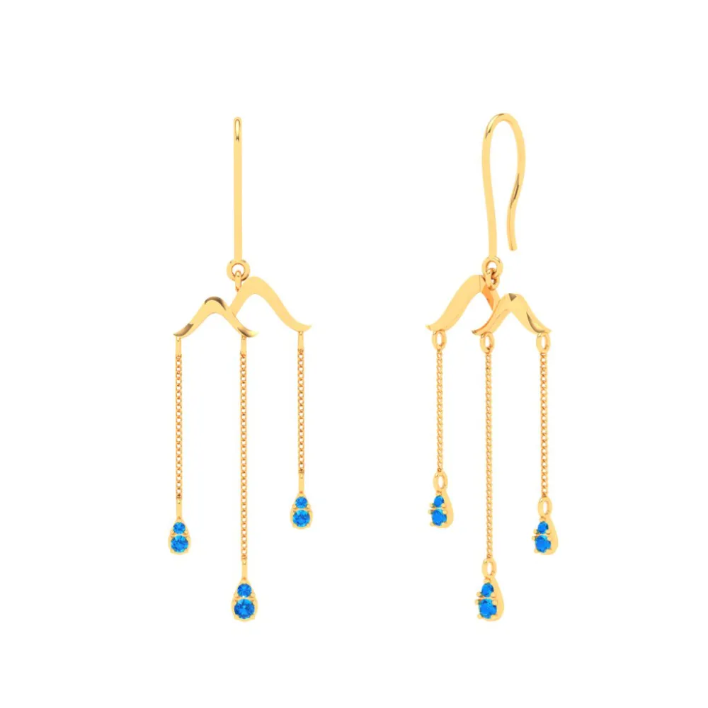 22k Unique Drop Earrings With Blue Stone From Goldlites Collection