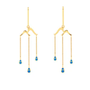 22k Unique Drop Earrings With Blue Stone From Goldlites Collection