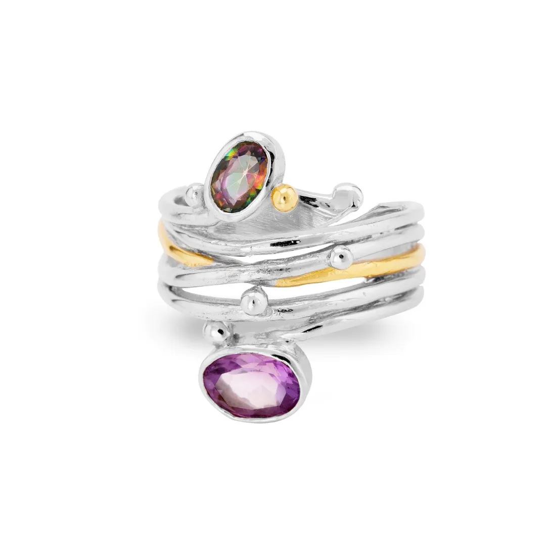 Adjustable Snake Ring in Silver Gold & various gemstones