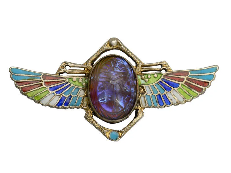 Art Deco Winged Saphiret Scarab Brooch