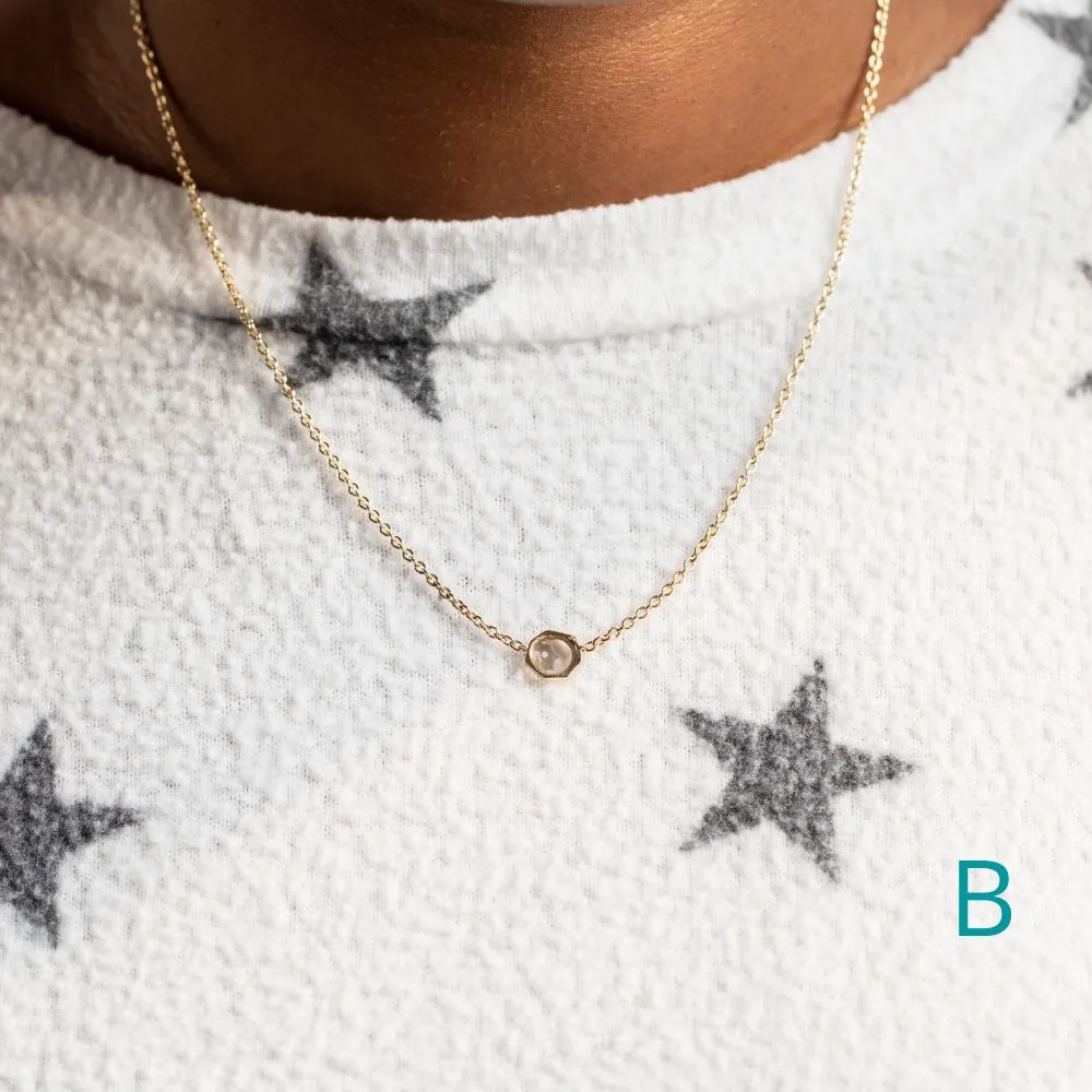 Bezel Set Diamond Slice Necklaces in 14k Yellow Gold