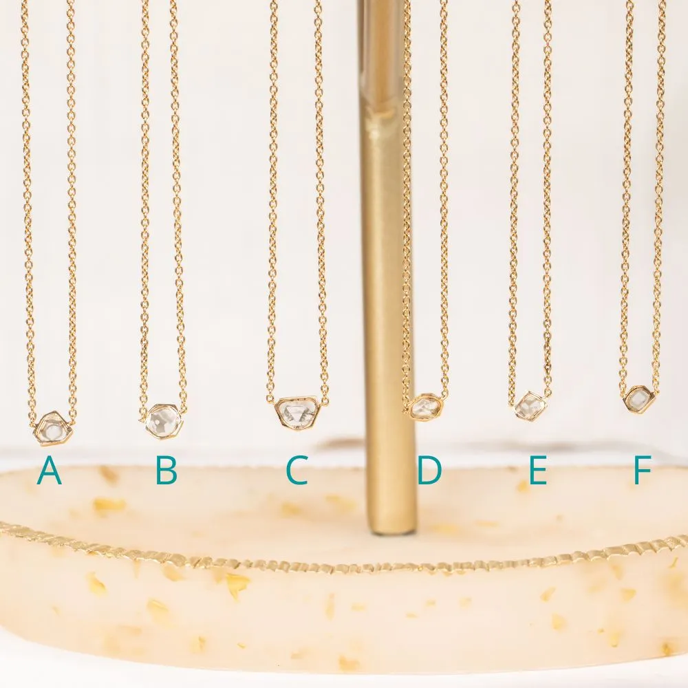 Bezel Set Diamond Slice Necklaces in 14k Yellow Gold