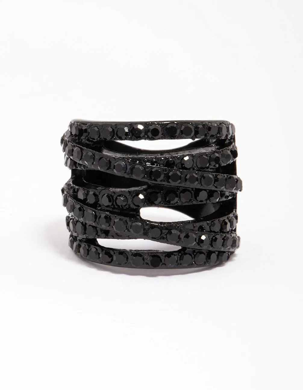 Black Coated Layered Band Ring