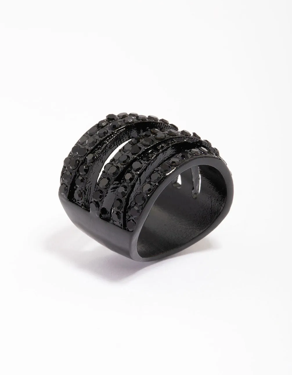 Black Coated Layered Band Ring