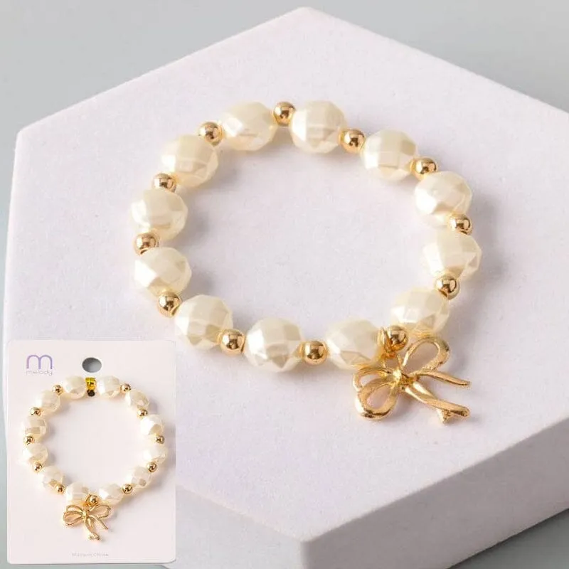 Bow Charm Cut Pearl Bracelet 17837 (12 units)