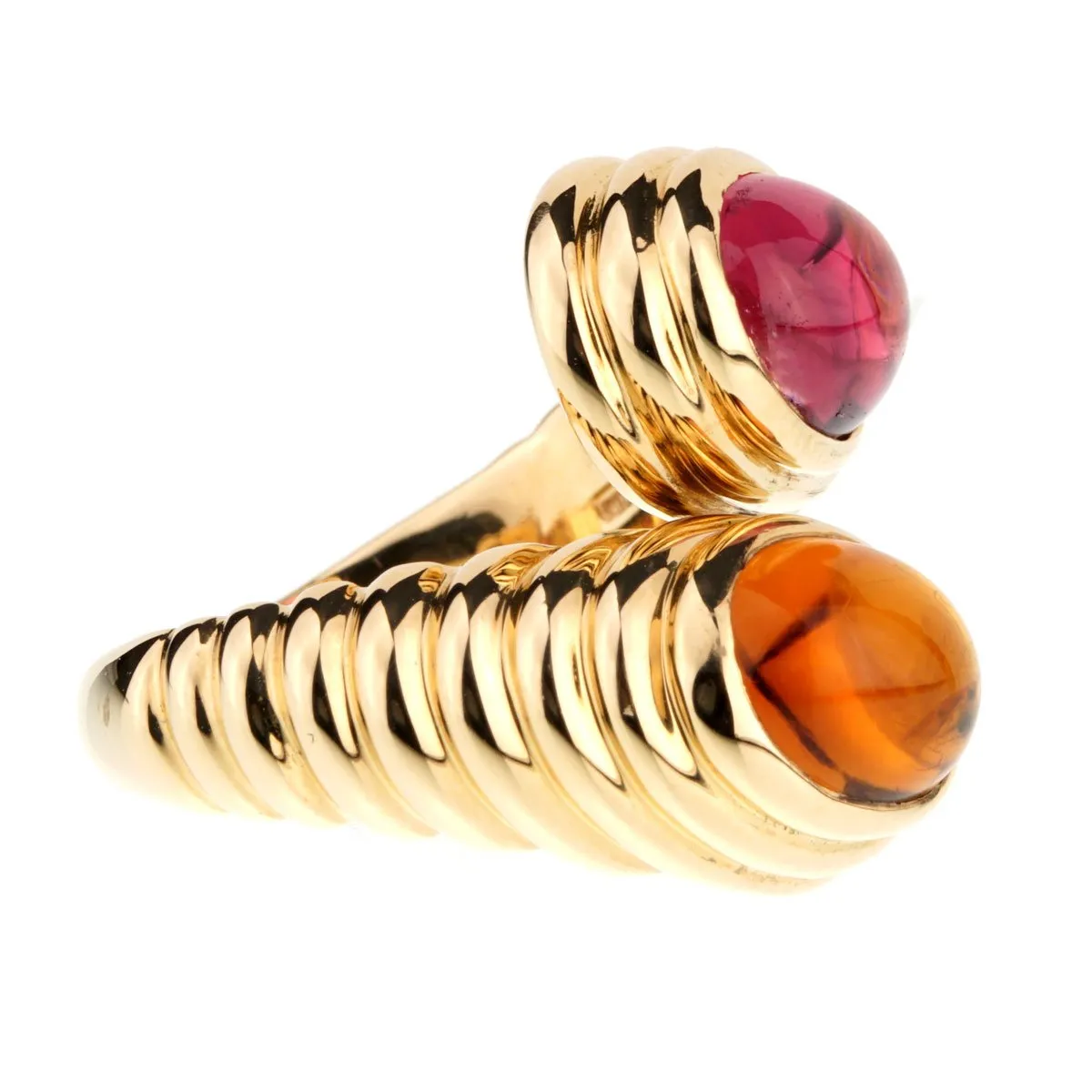 Bulgari Citrine Tourmaline Gold Bypass Ring