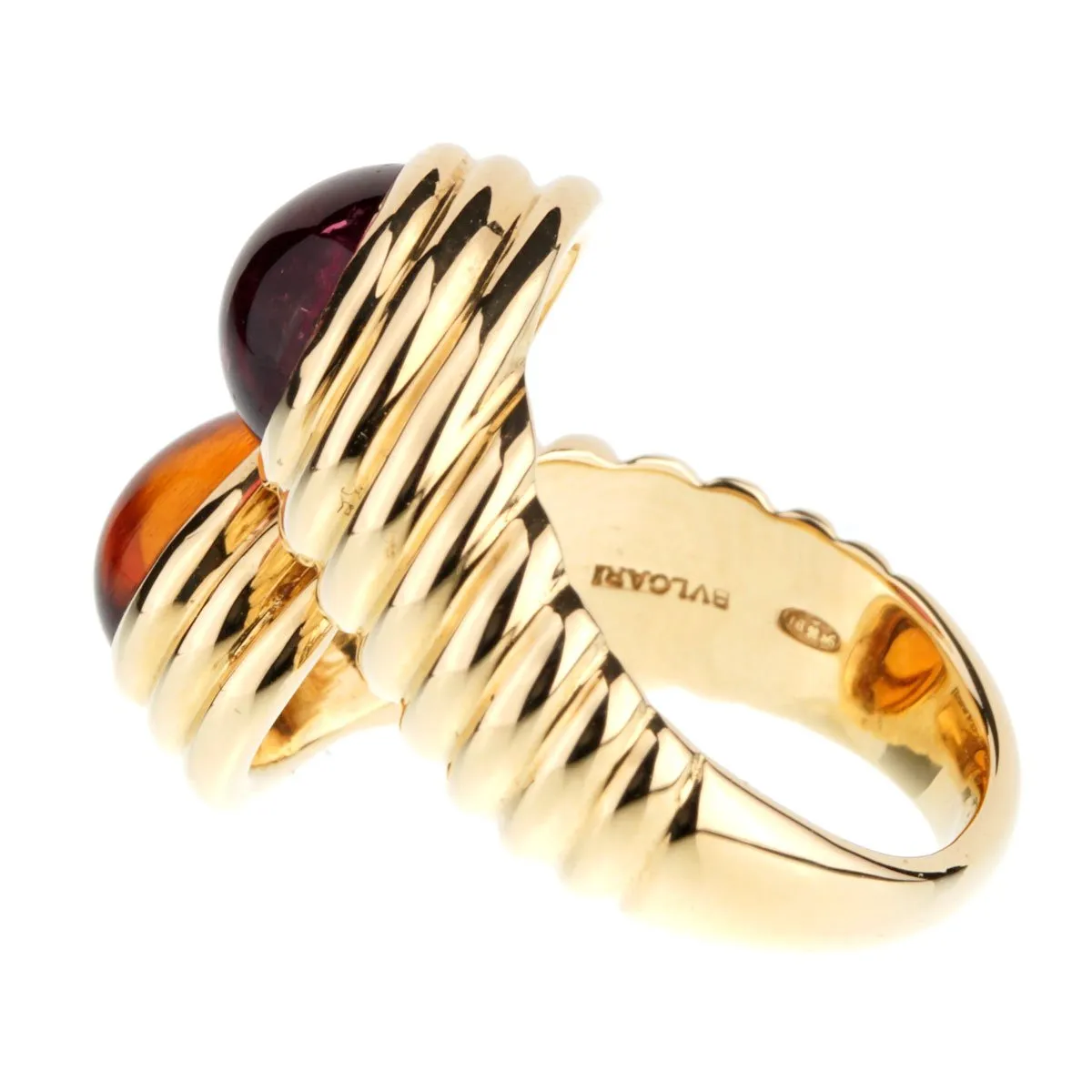 Bulgari Citrine Tourmaline Gold Bypass Ring