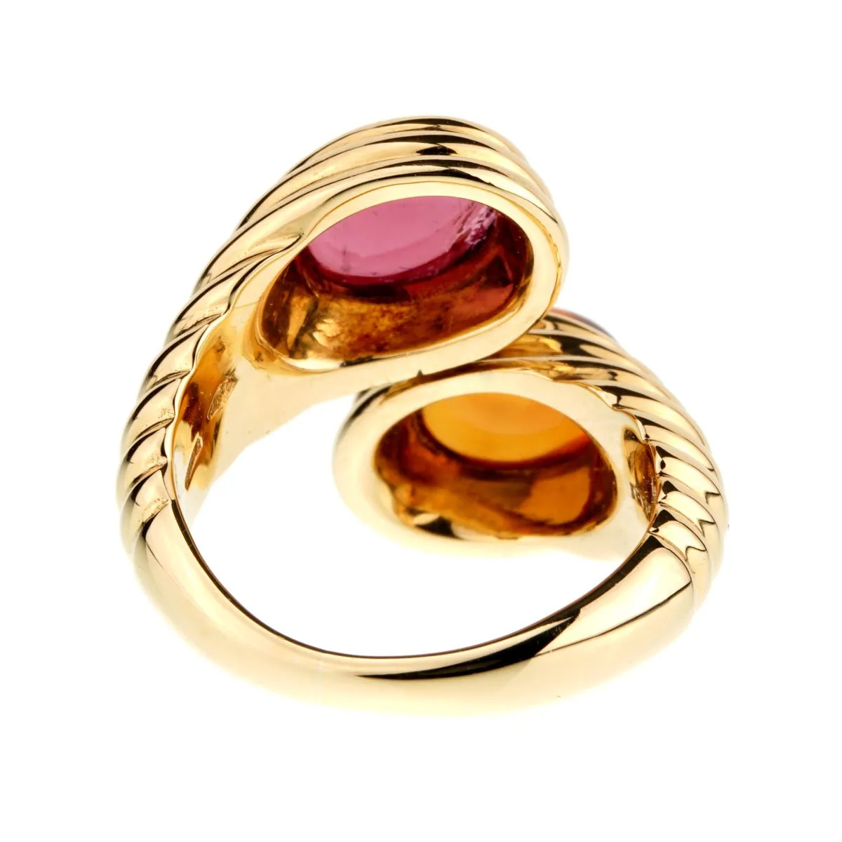 Bulgari Citrine Tourmaline Gold Bypass Ring