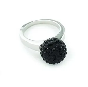 Celebrity 'Phoenix Rocks' Sterling Silver Plated Black Czech Crystal Disco Ball Ring