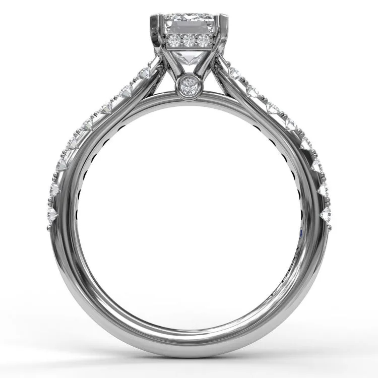 Classic Emerald Cut Engagement Ring with a Subtle Diamond Splash