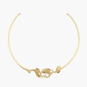 Classic FIsh Oxidized Hasli Necklace