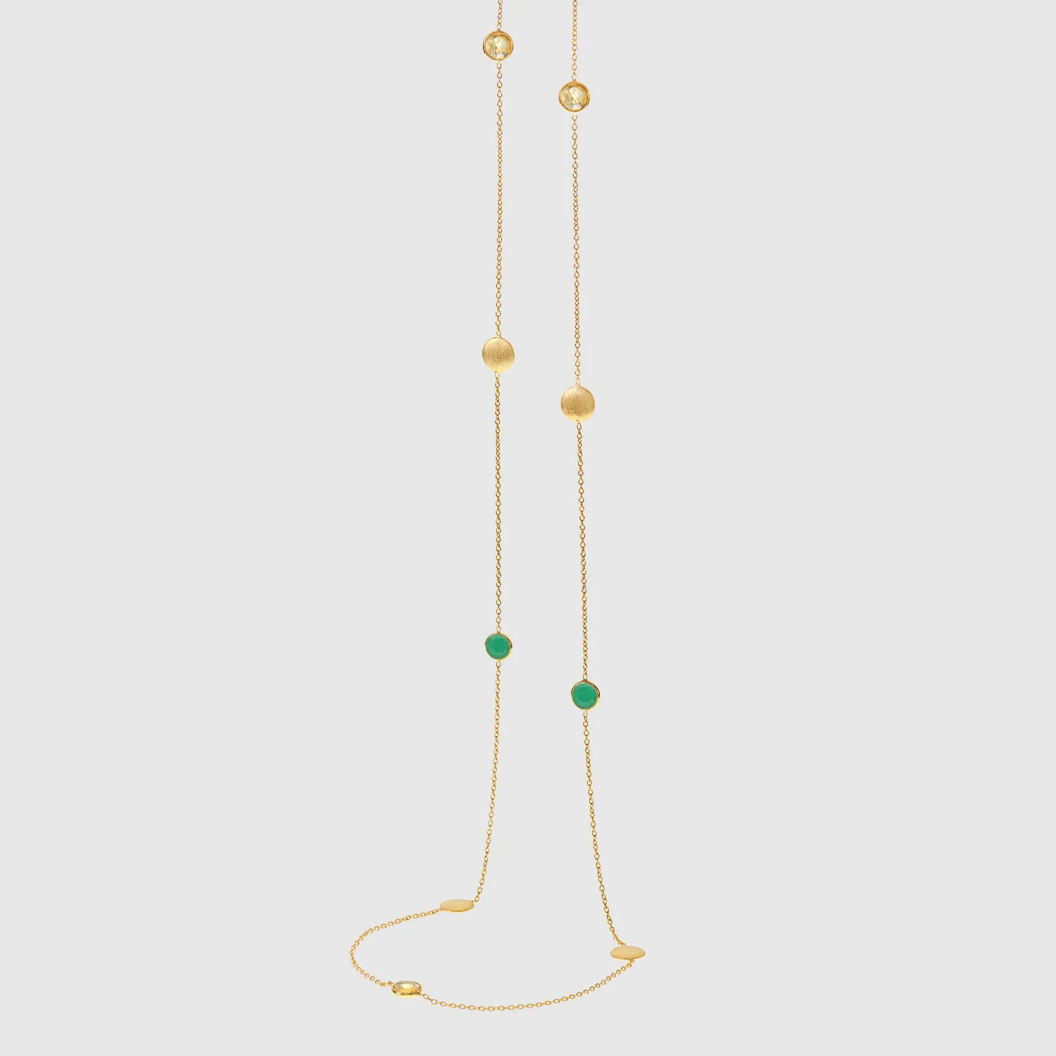 Como Citrine, Chrysoprase & Yellow Gold Vermeil Long Necklace