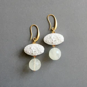 David Aubrey Vintage Milk Glass and Quartz Earrings