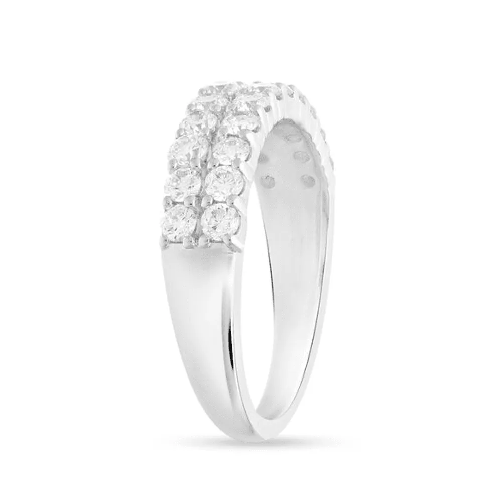 Double Row Dress Ring with 1.00ct of Laboratory Grown Diamonds in Platinum and Sterling Silver