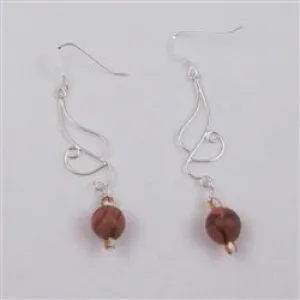 Earrings Silver & Pink Handmade Artisan Beads