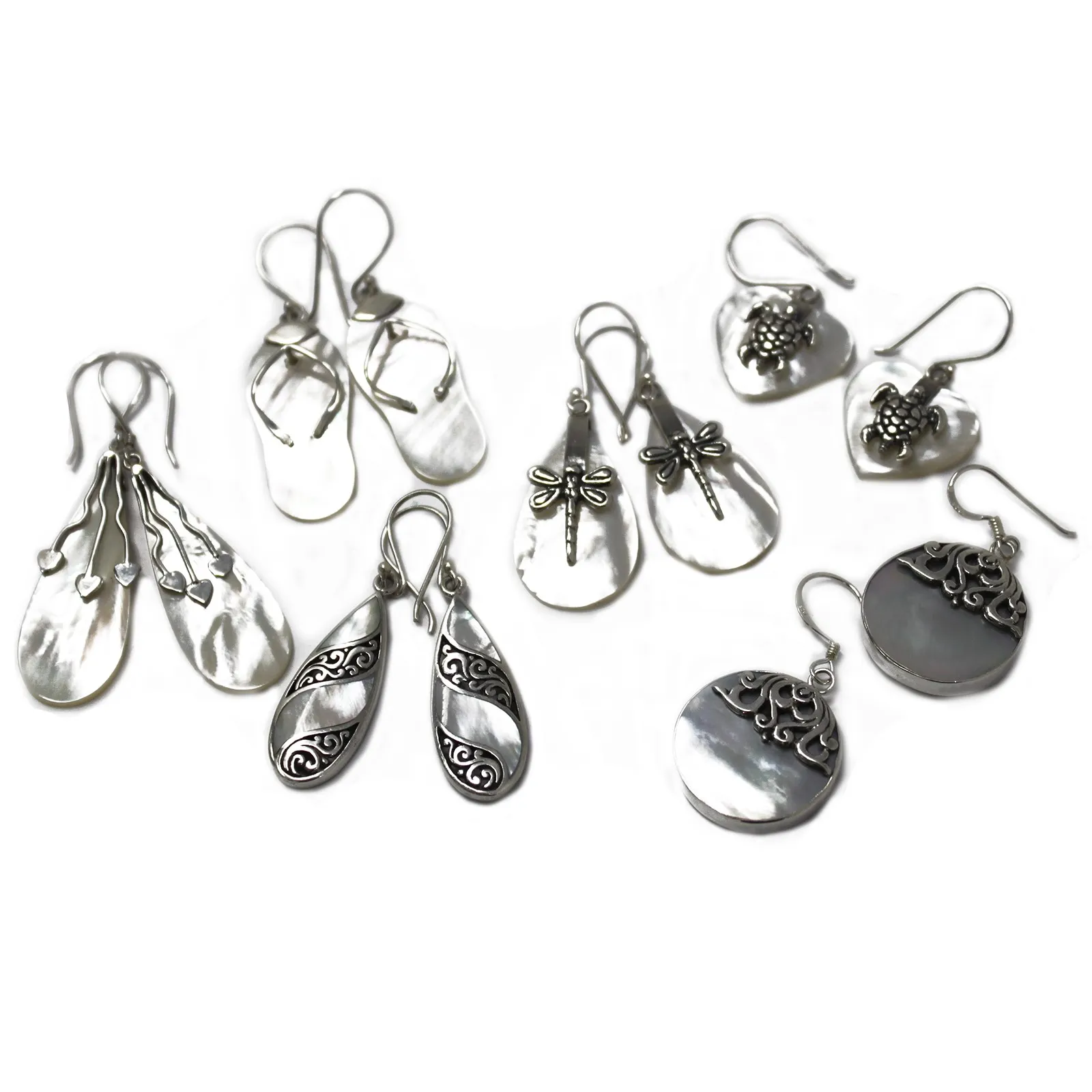 Elegant Shell & Silver Teardrop Earrings - Handmade in Bali - High-Quality 925 Silver & Shell Parts