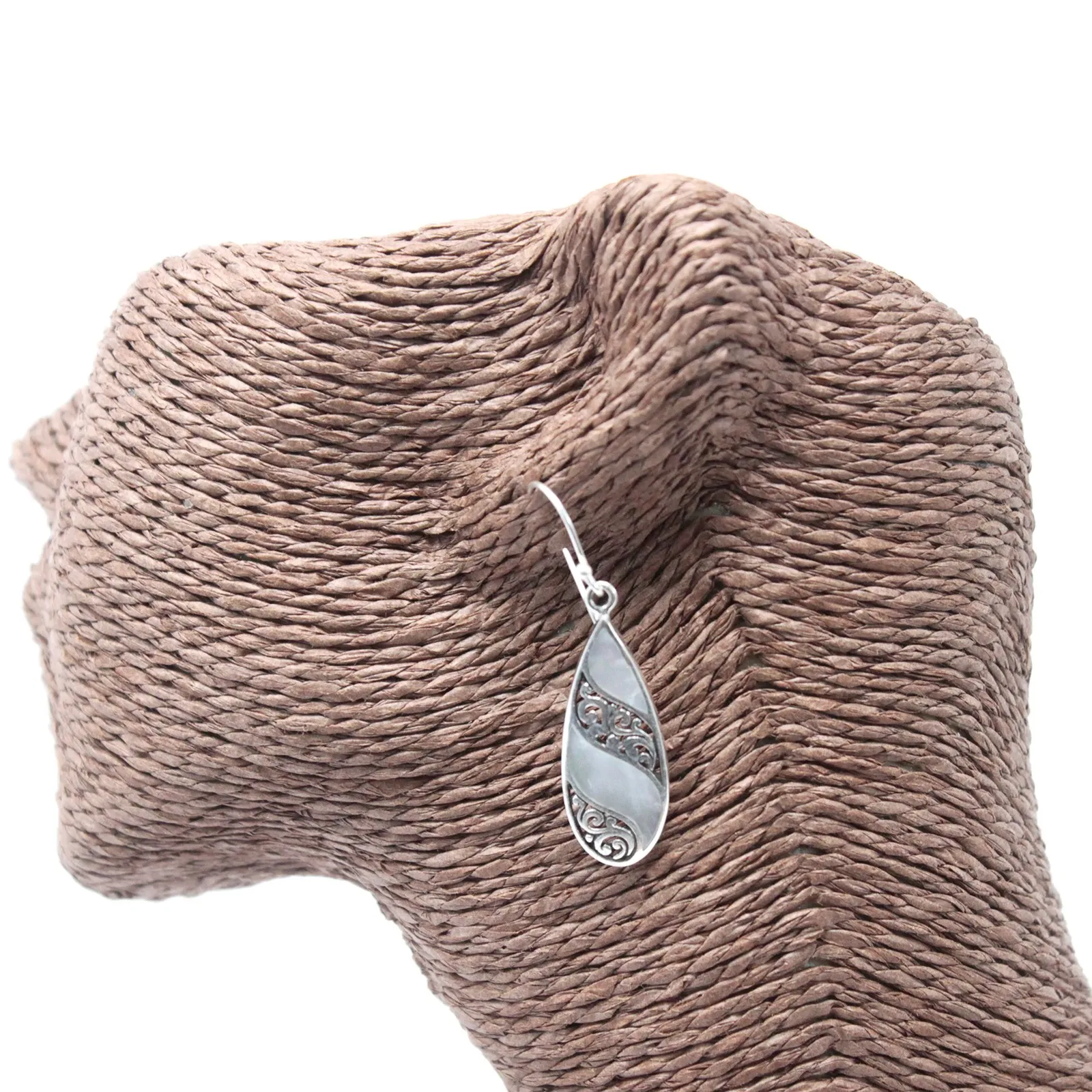 Elegant Shell & Silver Teardrop Earrings - Handmade in Bali - High-Quality 925 Silver & Shell Parts