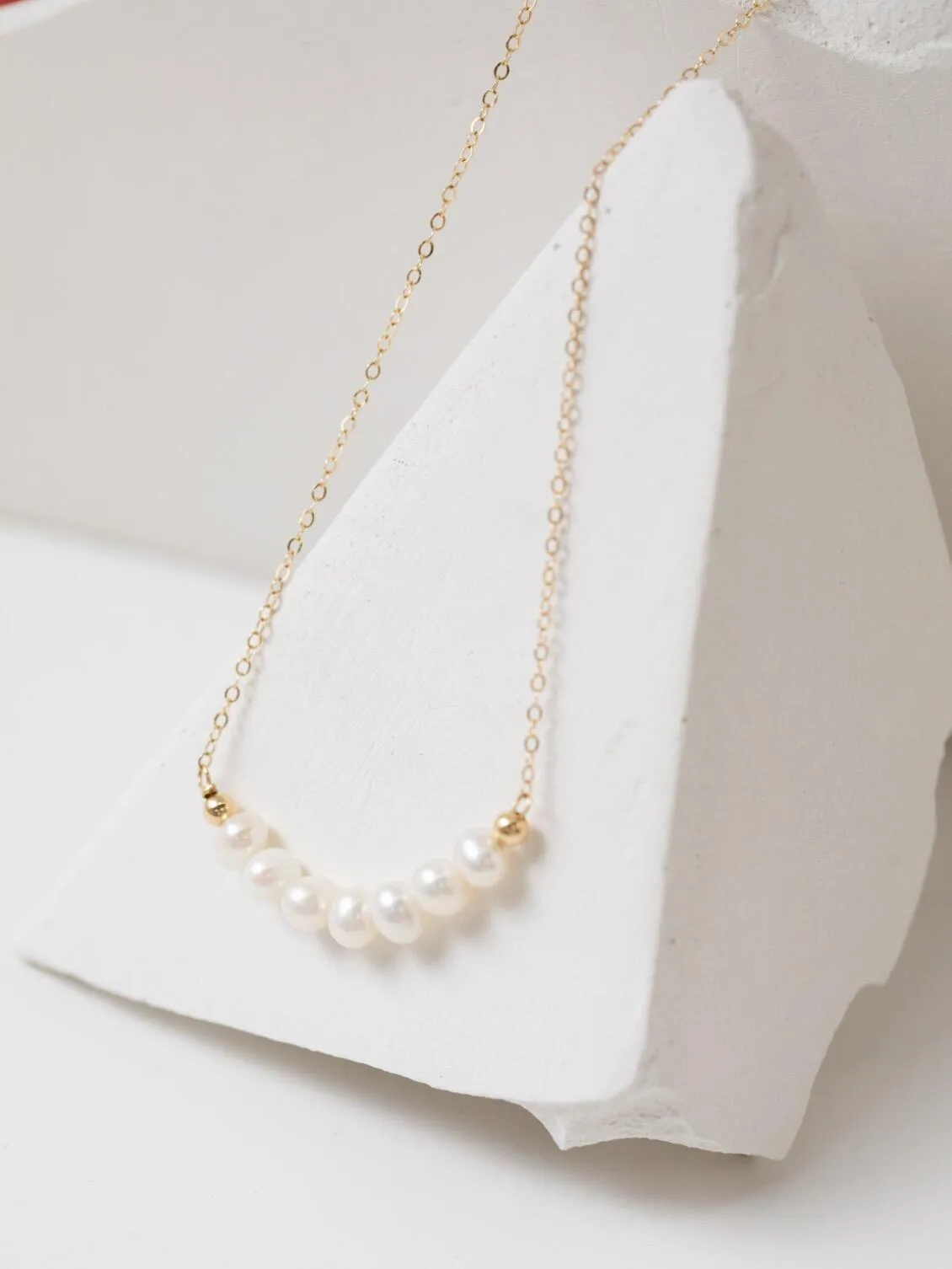 Embellished Series Golden Pearl Smile Necklace