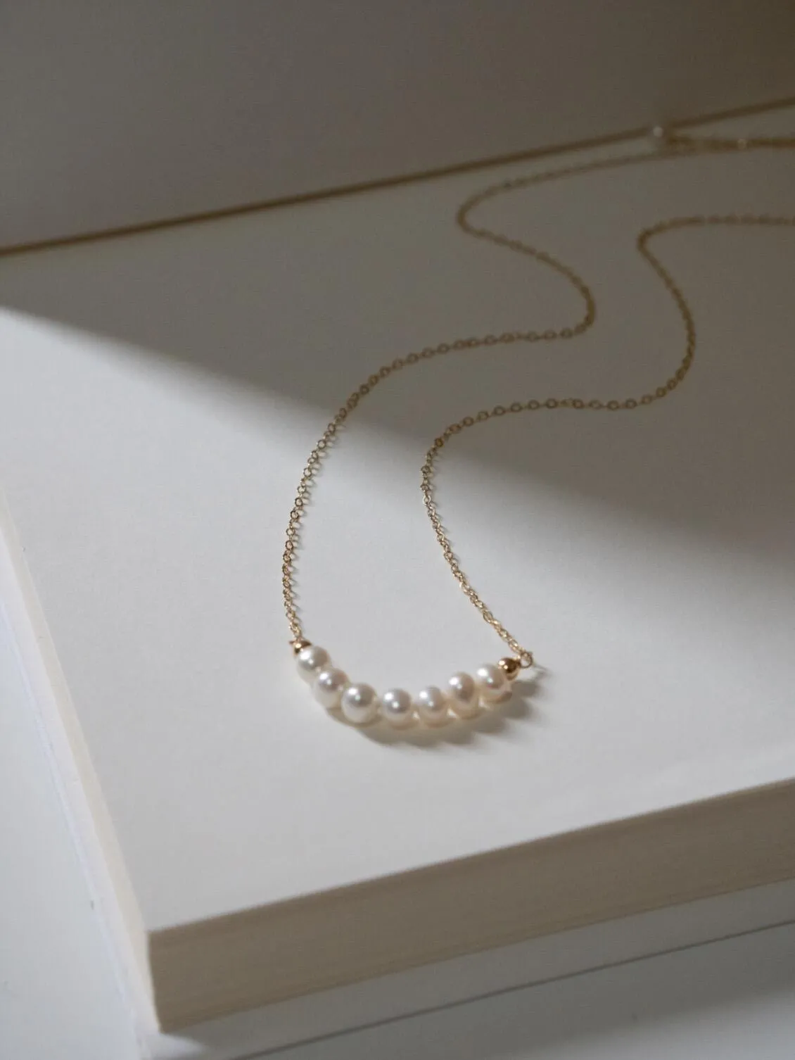 Embellished Series Golden Pearl Smile Necklace