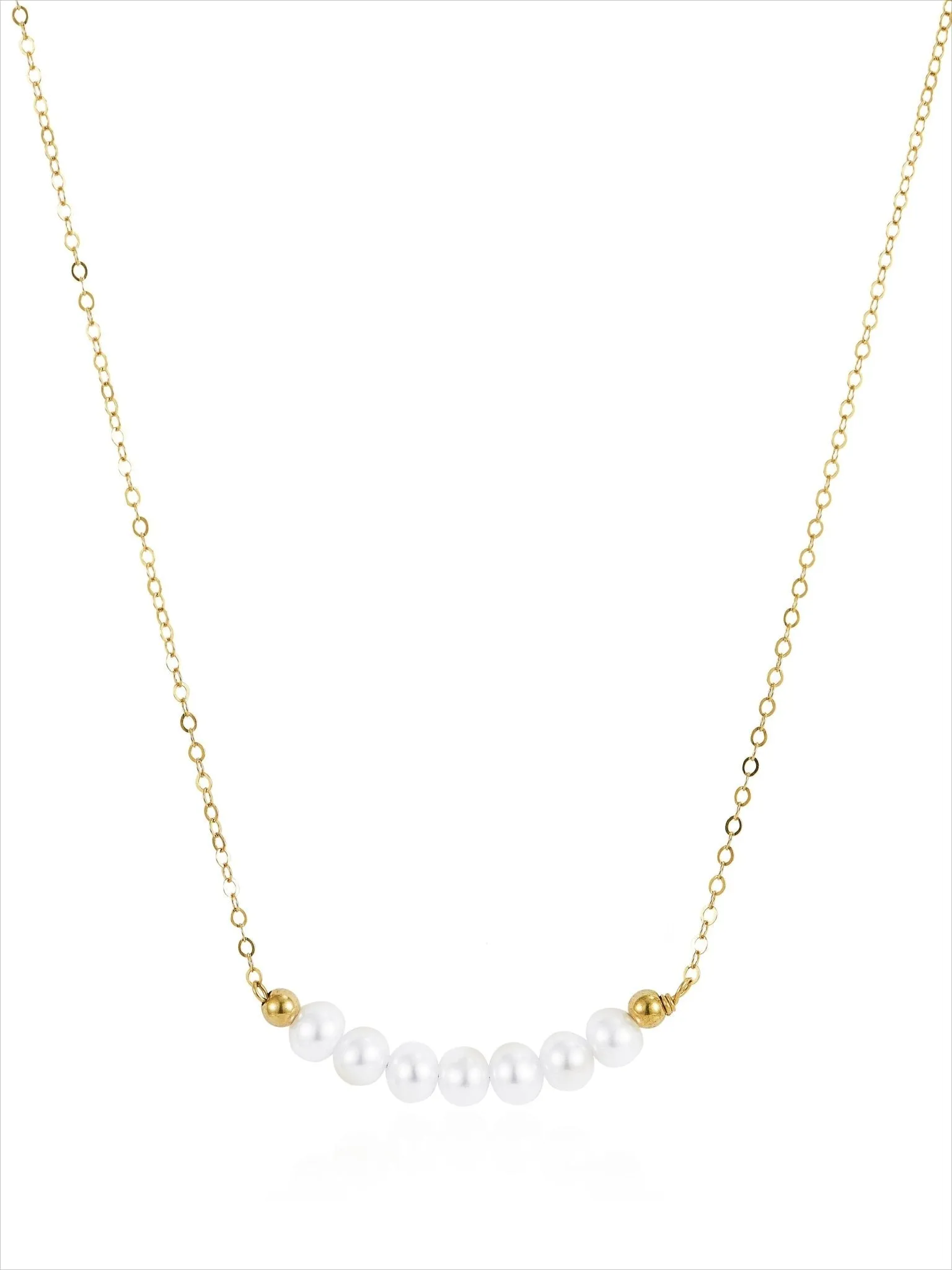 Embellished Series Golden Pearl Smile Necklace