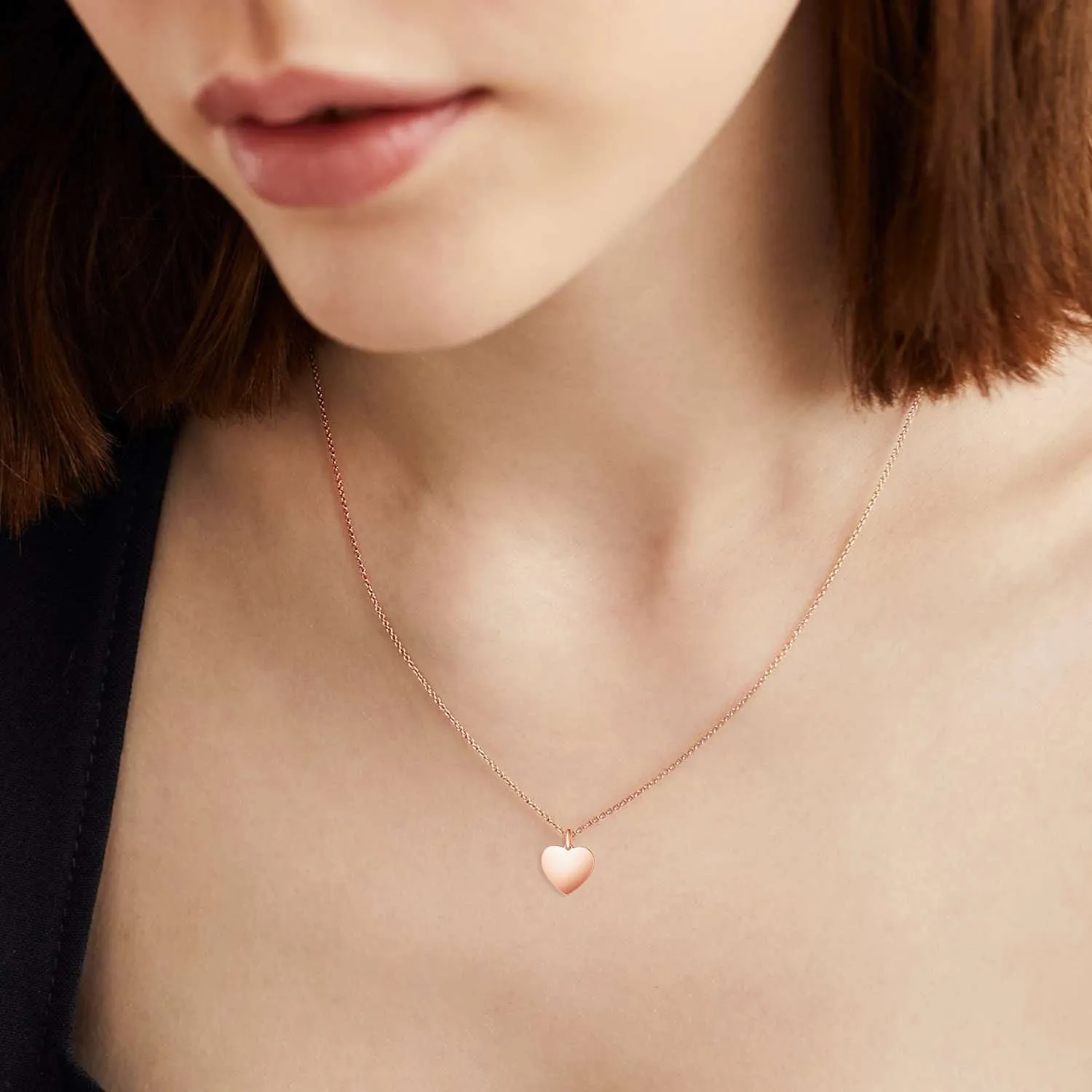 FANCIME Polished Heart 14K Rose Gold Necklace