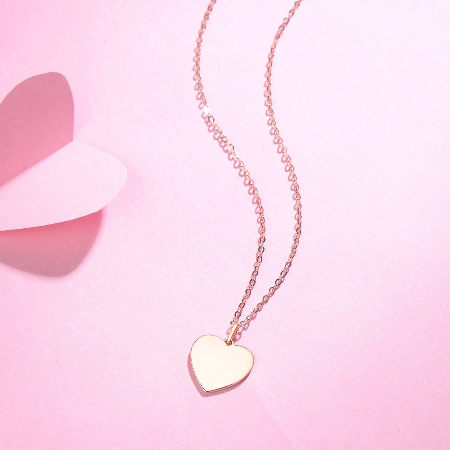 FANCIME Polished Heart 14K Rose Gold Necklace