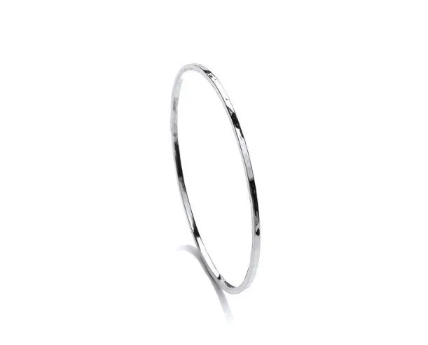 Fine Hammered Silver Bangle