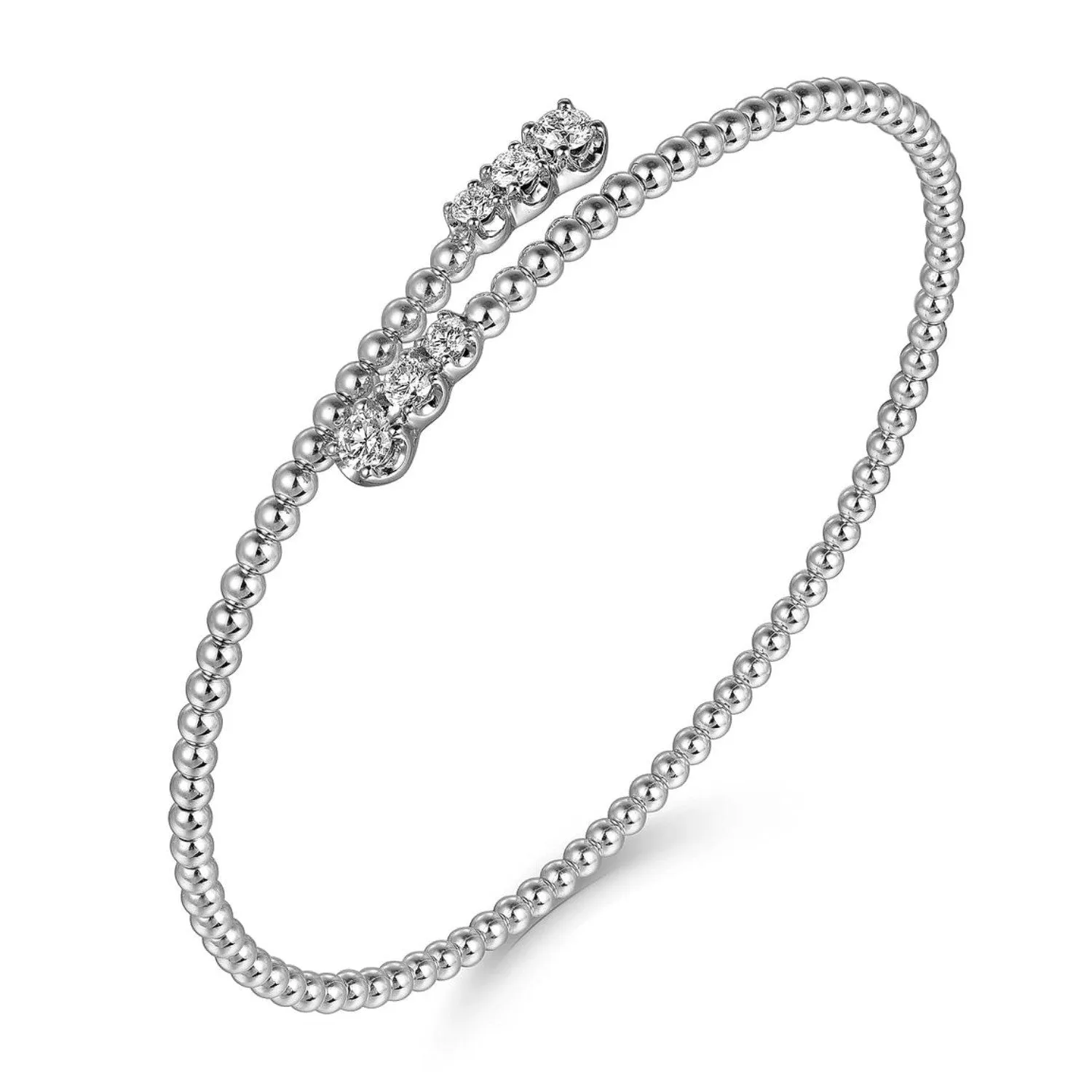 Gabriel & Co. Bujukan Bead Bypass Bangle with Graduating Diamond Caps