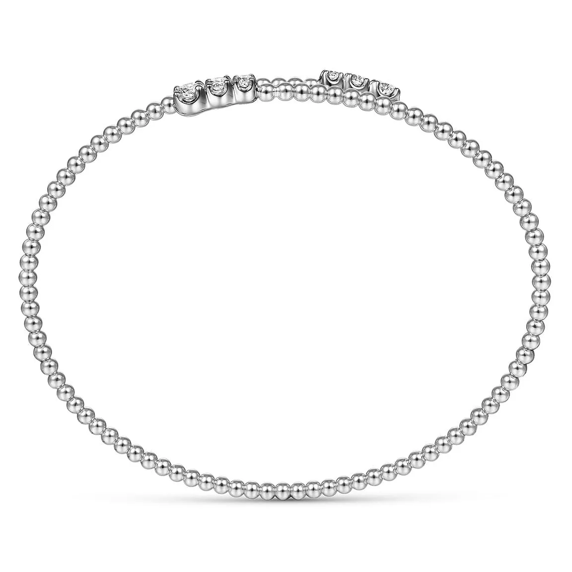 Gabriel & Co. Bujukan Bead Bypass Bangle with Graduating Diamond Caps