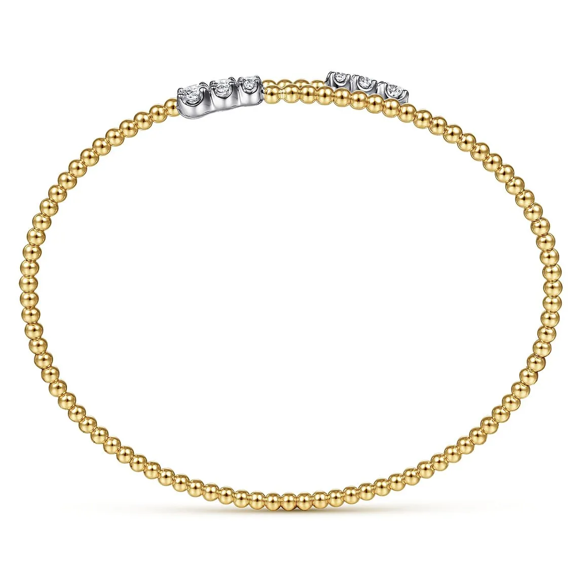 Gabriel & Co. Bujukan Bead Bypass Bangle with Graduating Diamond Caps