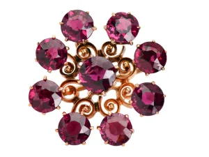 Garnet Burst - Pendant Brooch in Rose Gold