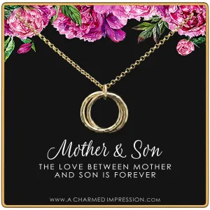 Gifts for Mom Jewelry • Mother and Son • Boy Mom Gift • Gratitude Appreciation • Mother of the Groom • Jewelry for Women • Hammered Infinity Ring Necklace