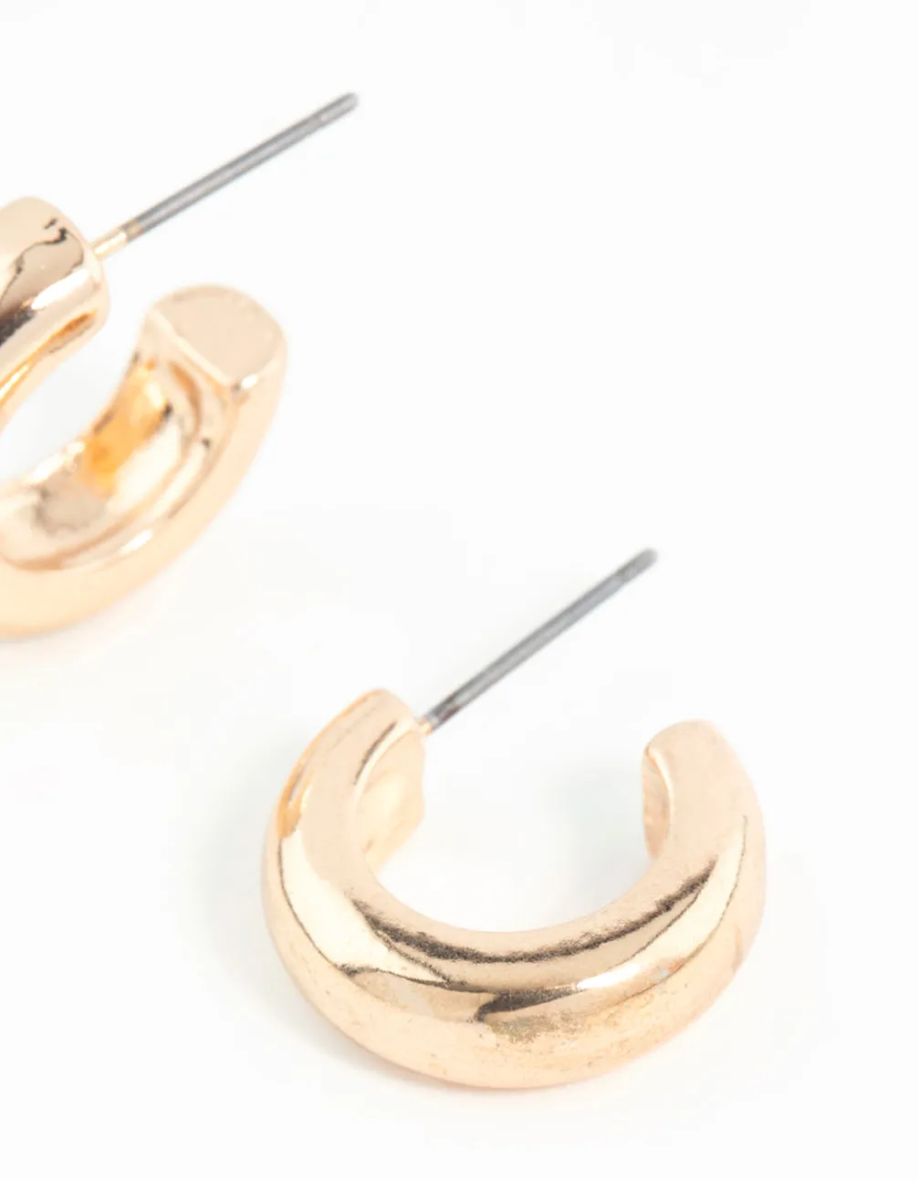 Gold Chubby Huggie Hoop Earrings