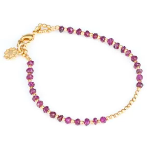 Gold Plated Garnet Sun Disc Bracelet