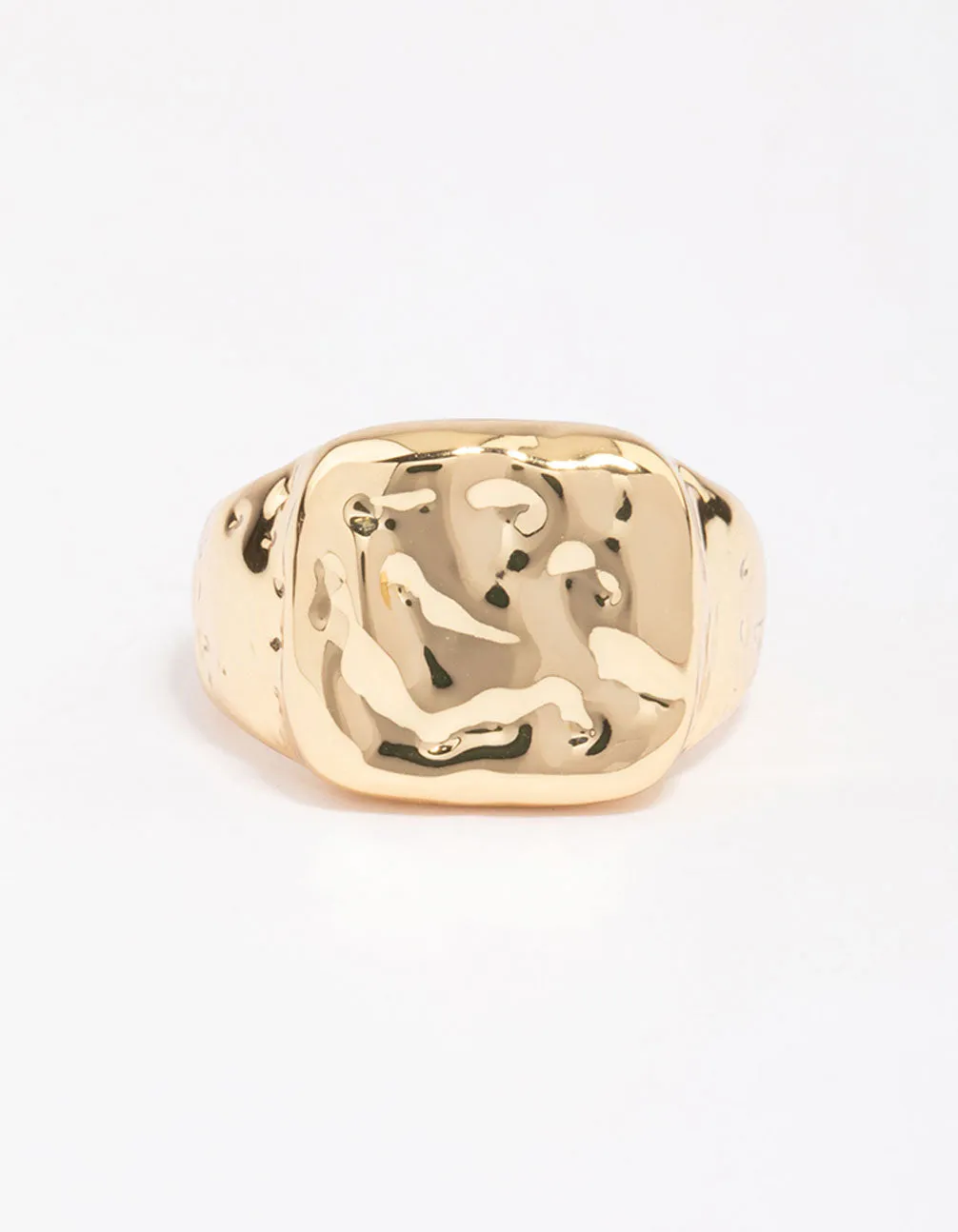 Gold Plated Molten Signet Ring