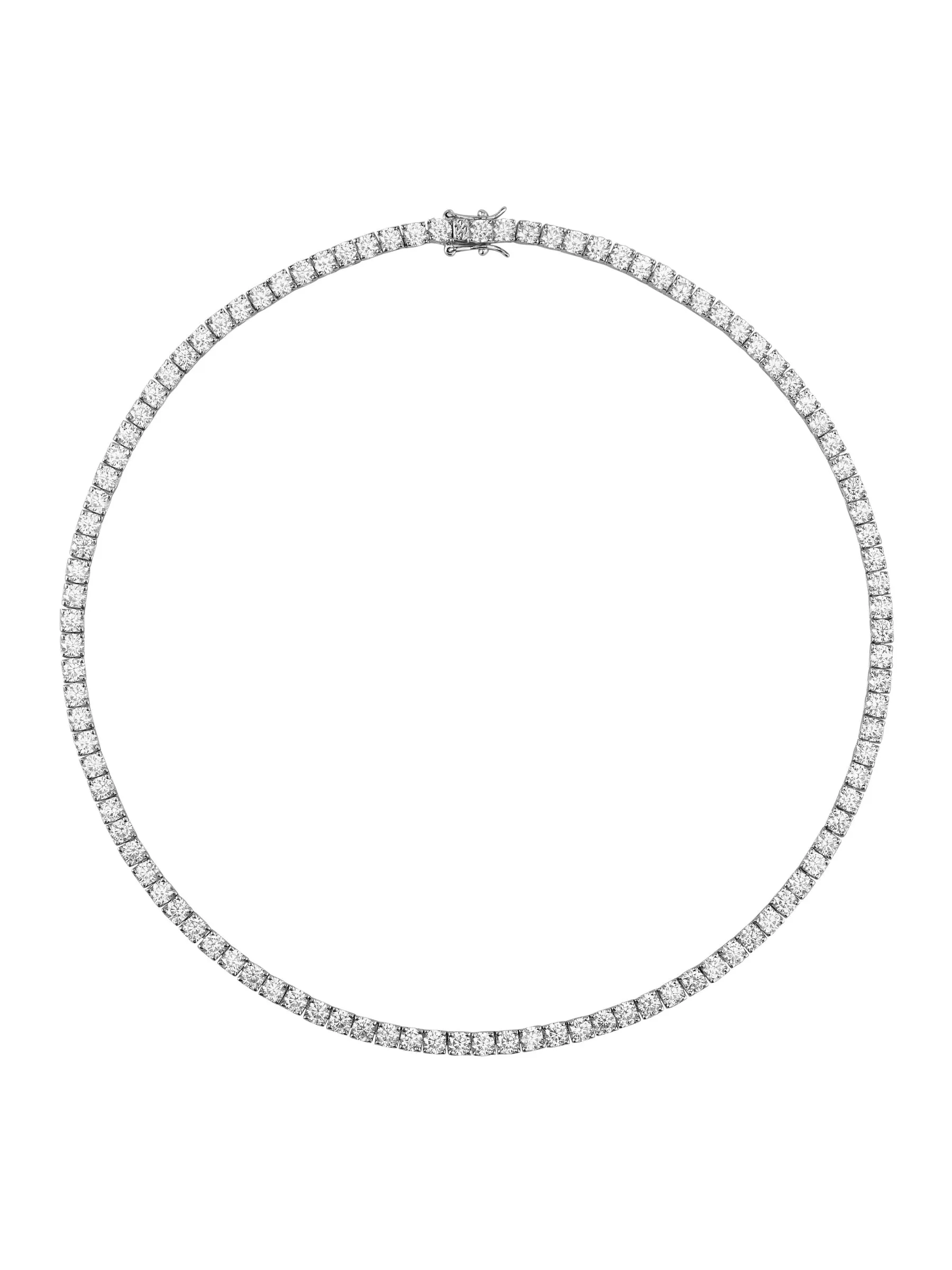 Kate Round Cut, Lab White Sapphire Silver Rivière Necklace