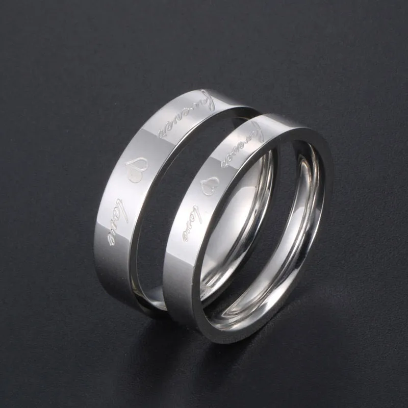 Korean Titanium Steel Couple Rings for Men and Women - Wholesale Valentine's Day Gift