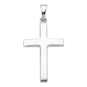 Large 14K White Gold Smooth Tapered Cross Pendant, 29mm x 16mm