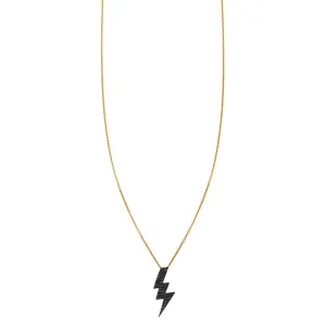 Large Black Diamond Lightning Bolt Necklace