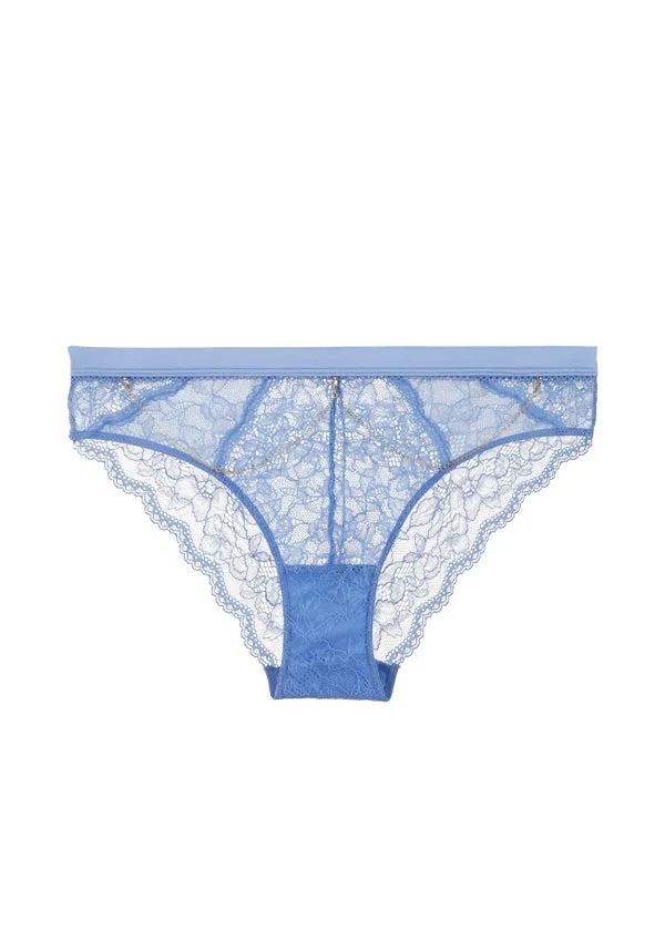 LURA Sexy Recycled Floral Lace Brief Panties with Detachable Metal Chains