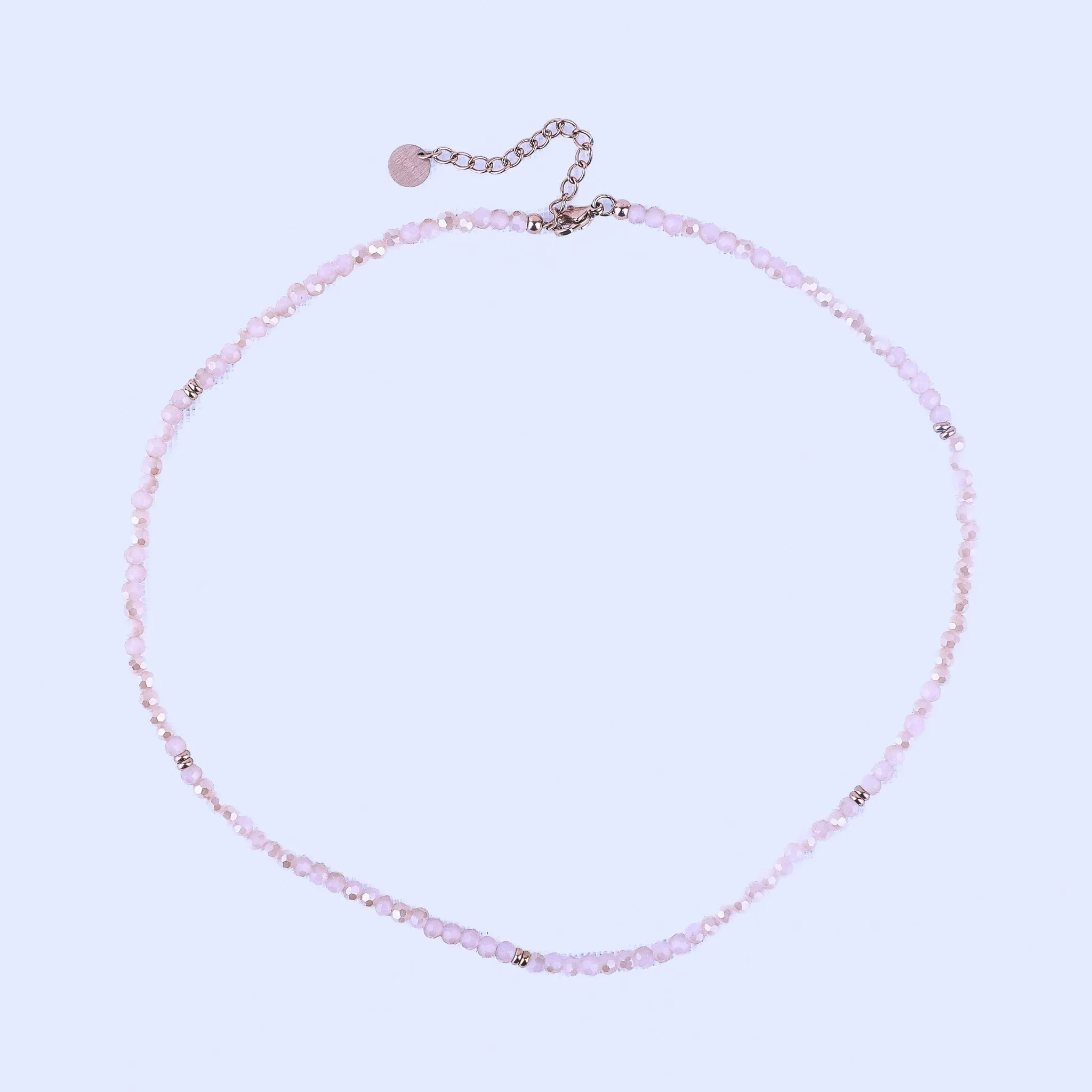 MICRO GEMSTONE NECKLACE - PINK JADE CRYSTAL